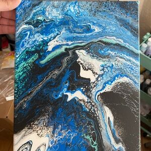 Abstract Blue and Black Canvas Art